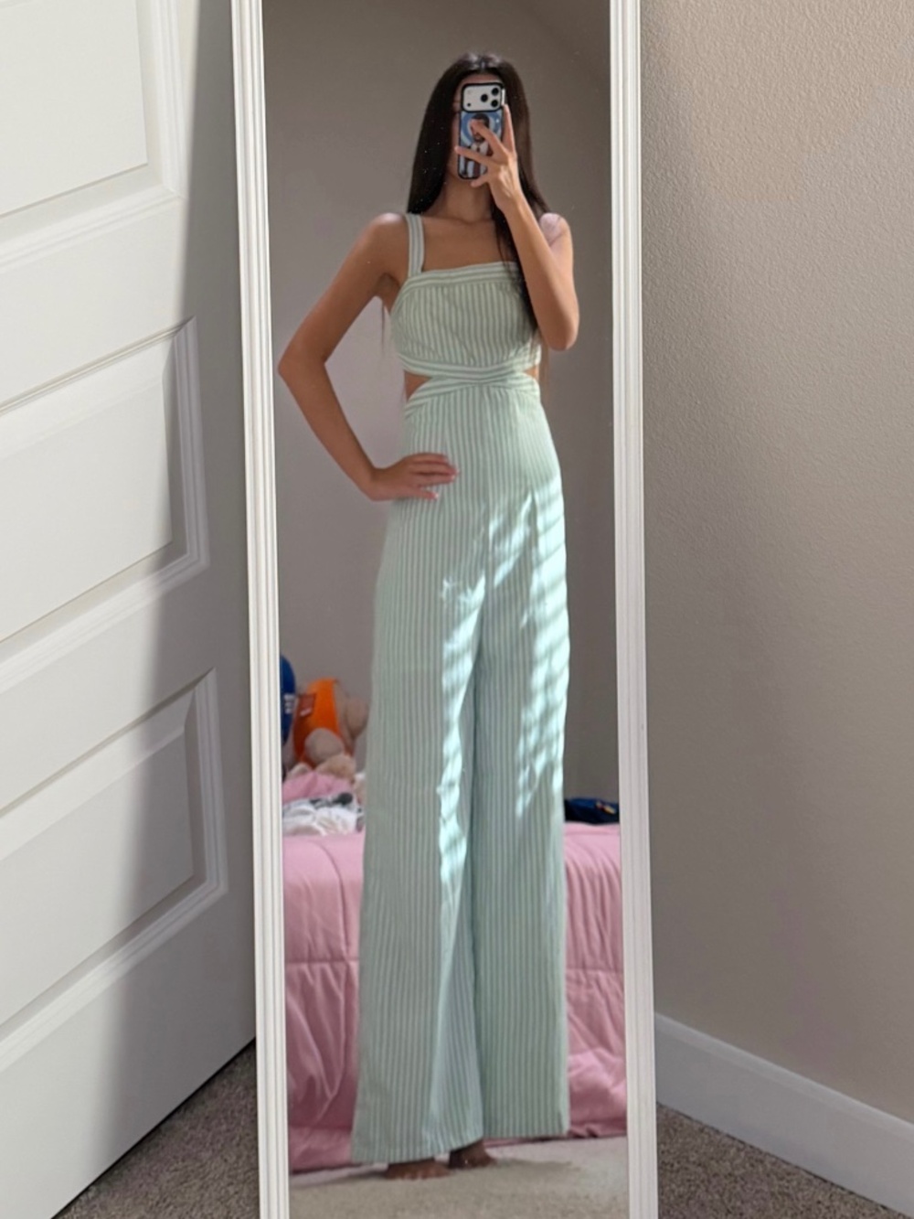 Green Striped Jumpsuit